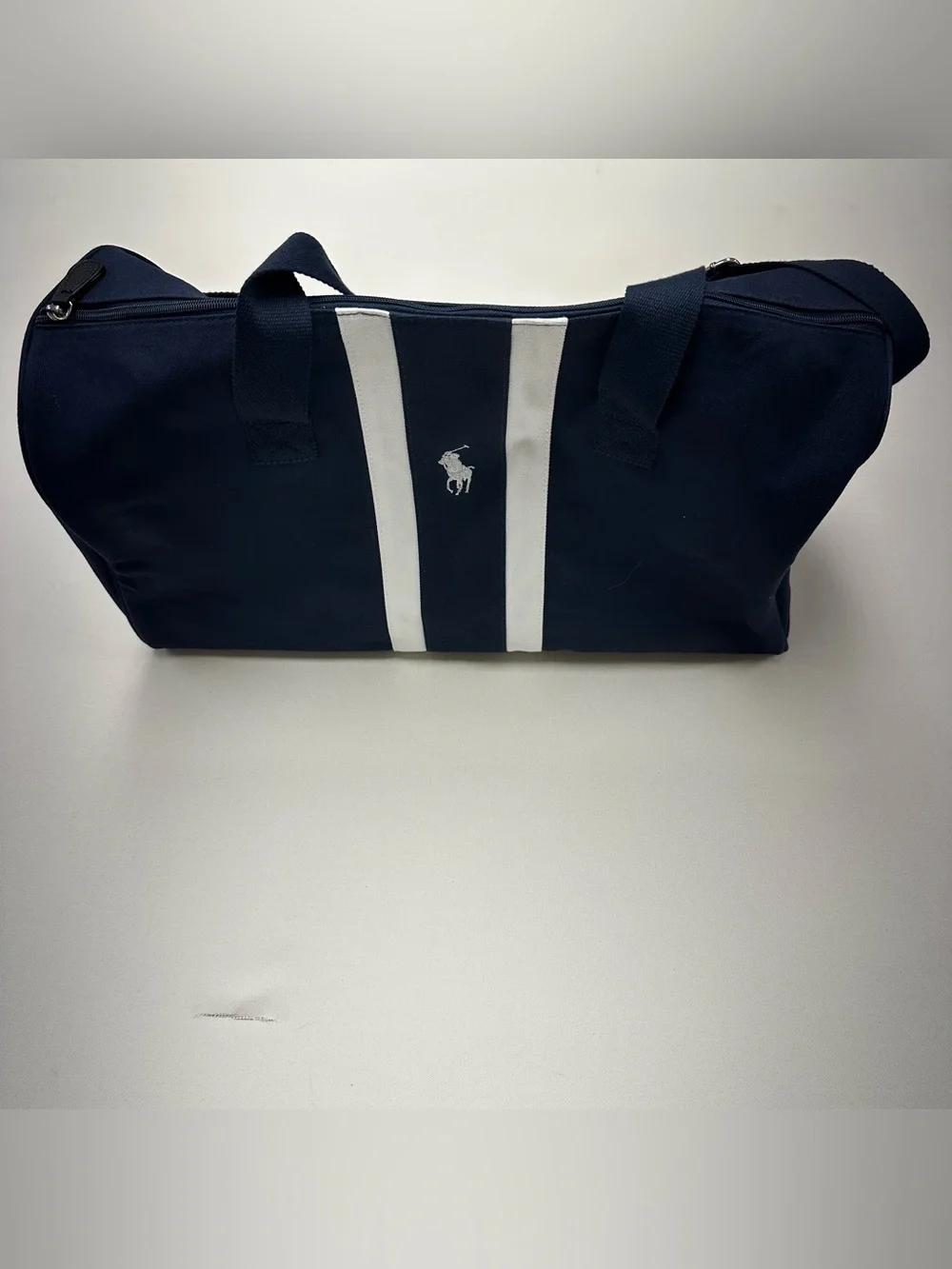 RALPH LAUREN Polo Navy Blue duffle Carry On Gym Bag Travel Weekender Bag